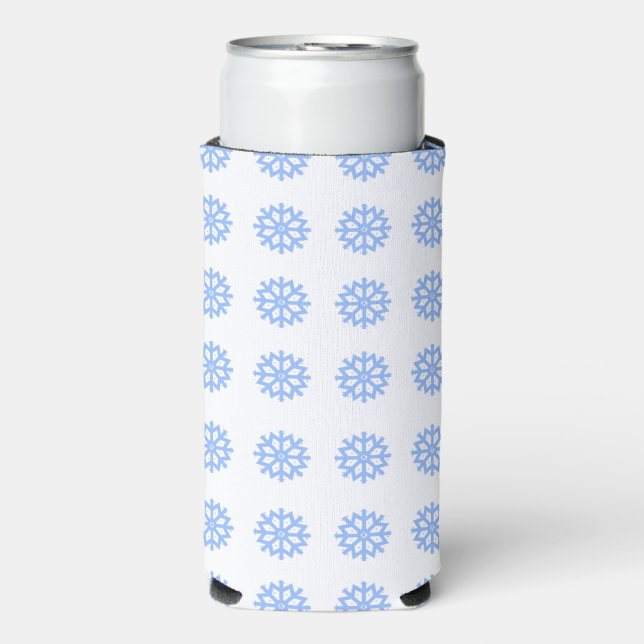 Rafraîchisseur Pour Canette Slim Motif d'hiver bleu clair Snowflake (Seltzer Recto)