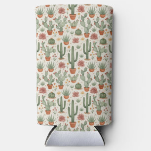 Rafraîchisseur Pour Canette Slim Motif sans couture de cactus de désert succulent