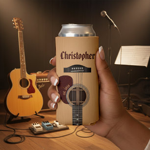 Rafraîchisseur Pour Canette Slim Musicien de guitare acoustique Guitariste Nom marr