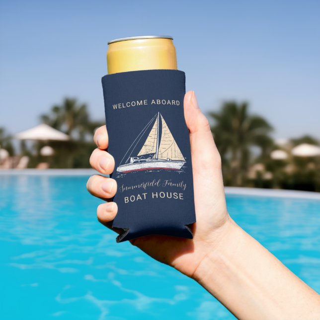 Rafraîchisseur Pour Canette Slim Nautical Family Reunion Boîtier Maison Voilier Per (Piscine in situ)