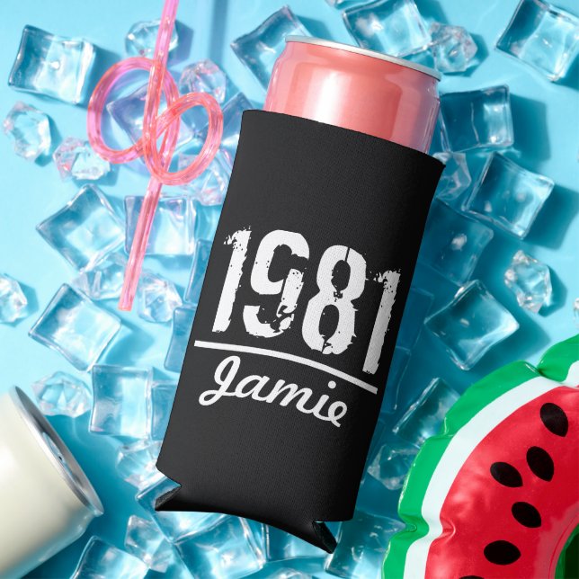 Rafraîchisseur Pour Canette Slim Né en 1981 Anniversaire Personnalisé (Été in situ)