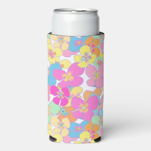 Rafraîchisseur Pour Canette Slim Neon Retro Floral Rose coloré