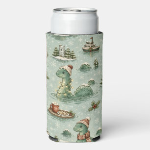 Rafraîchisseur Pour Canette Slim Nessie de Noël Monstre du Loch Ness Confortable Cr