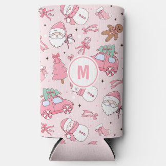 Rafraîchisseur Pour Canette Slim Noël rose personnalisable sans couture