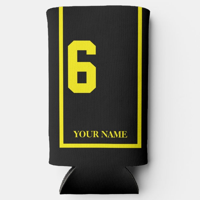 Rafraîchisseur Pour Canette Slim Noir avec Cheval Jaune 6 Saddle Tissu Personnalisé (Recto)