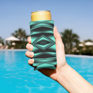 Rafraîchisseur Pour Canette Slim Noir Blanc Turquoise Ombre Art Abstrait moderne