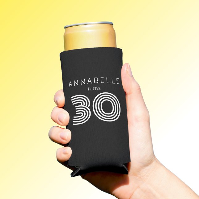 Rafraîchisseur Pour Canette Slim Noir de 30e anniversaire moderne (Créateur téléchargé)