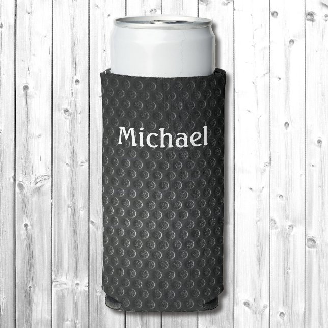 Rafraîchisseur Pour Canette Slim Noir & Gris Ajouter Votre Nom Grand Seltzer Can Co (Créateur téléchargé)