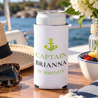 Rafraîchisseur Pour Canette Slim Nom de capitaine personnalisé & nom de bateau Naud