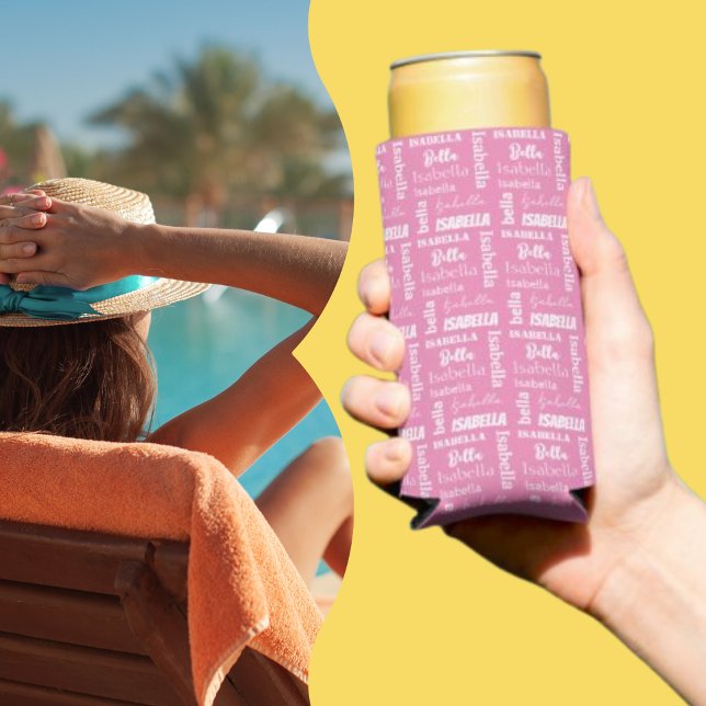 Rafraîchisseur Pour Canette Slim Nom de la fille personnalisée rose (Créateur téléchargé)