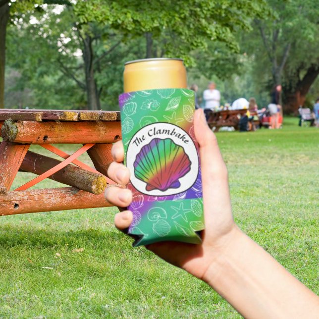 Rafraîchisseur Pour Canette Slim Nom du gâteau Arc-en-ciel Clam Motif de mollusques (Créateur téléchargé)