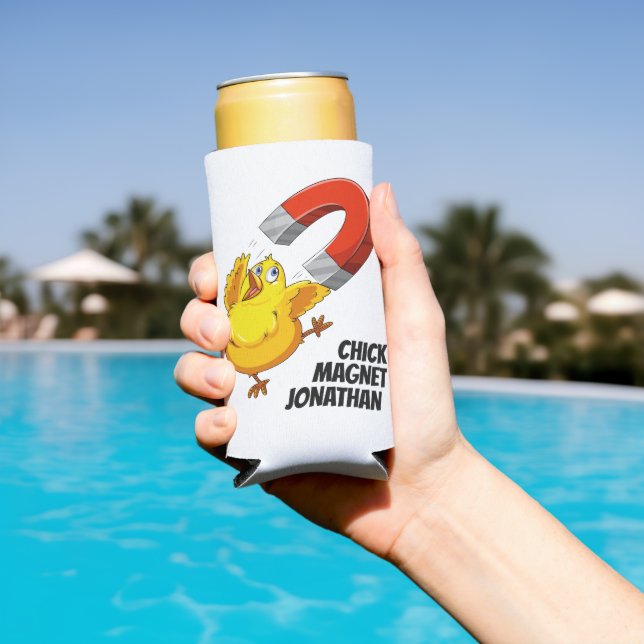 Rafraîchisseur Pour Canette Slim Nom personnalisé Chick Magnet (Piscine in situ)
