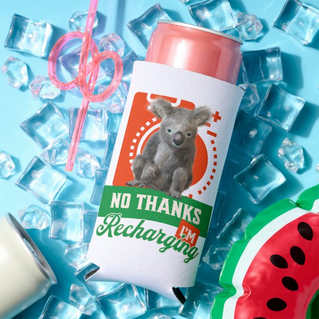 Rafraîchisseur Pour Canette Slim Non Merci, je recharge la batterie de l’ours Koala (Été in situ)