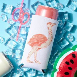 Rafraîchisseur Pour Canette Slim Oiseau rose mignon Artiste Baby Ostrich