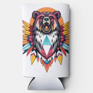 Rafraîchisseur Pour Canette Slim Ours décoré autochtone
