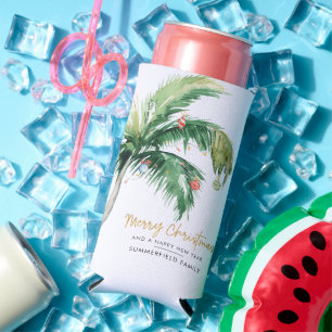Rafraîchisseur Pour Canette Slim Palm Trees Fêtes de Noël Côte Famille Fête