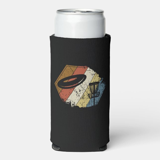 Rafraîchisseur Pour Canette Slim Panier de Disc Golf Rétro (Seltzer Recto)