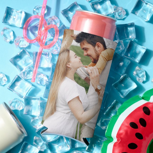 Rafraîchisseur Pour Canette Slim Personalized 2 Photo Template Double Sided Can Coo (Été in situ)