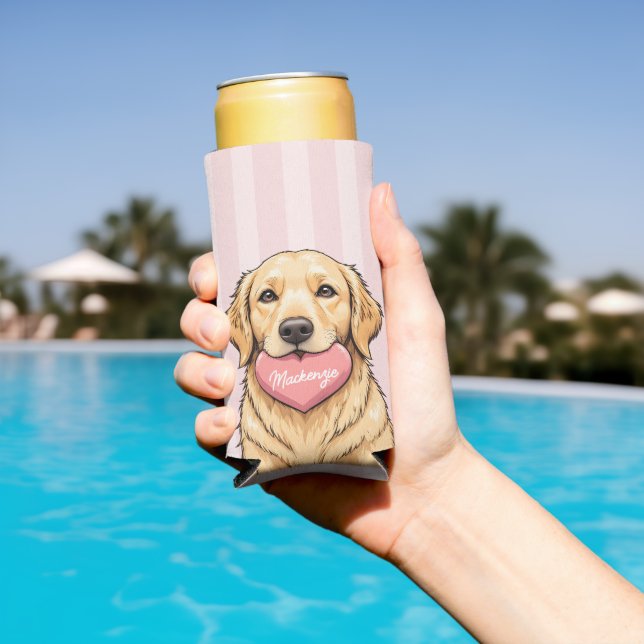 Rafraîchisseur Pour Canette Slim Personalized Dog with Heart Happy Valentine's Day (Piscine in situ)