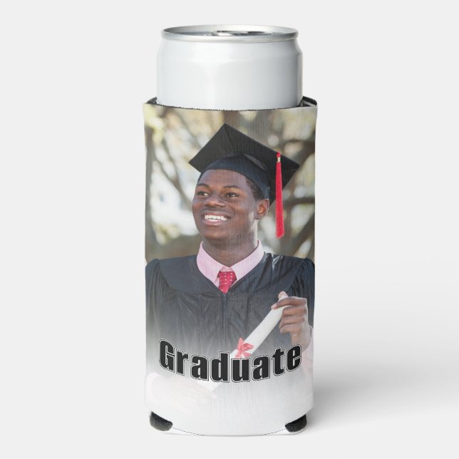 Rafraîchisseur Pour Canette Slim Personalized Graduation Photo Keepsake Memory Gift (Seltzer Recto)