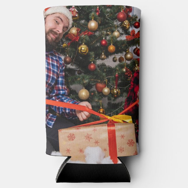 Rafraîchisseur Pour Canette Slim Personalized Two Sided Family Christmas Photo  (Recto)