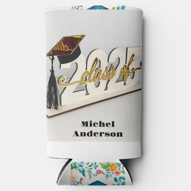 Rafraîchisseur Pour Canette Slim personnaliser fleurie avec puissance de graduation (Recto)