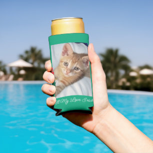 Rafraîchisseur Pour Canette Slim Photo de chaton orange Texte Personnaliser
