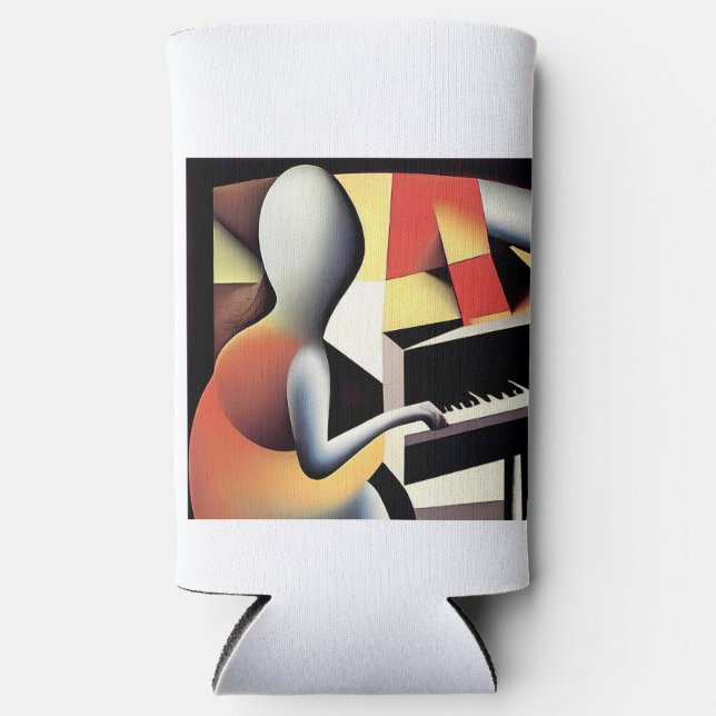 Rafraîchisseur Pour Canette Slim Piano Player - Art aérographe (Recto)