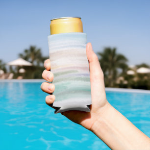 Rafraîchisseur Pour Canette Slim Plage de sable Vagues océaniques Coucher de soleil