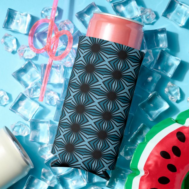 Rafraîchisseur Pour Canette Slim Point noir sur bleu (Été in situ)