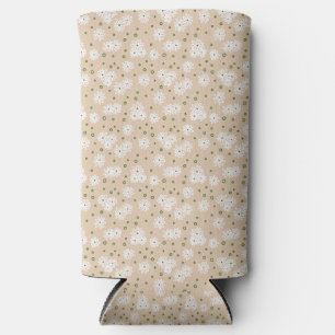 Rafraîchisseur Pour Canette Slim Pois et marguerites - Blanc, Sable et Palm Green