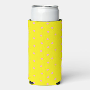 Rafraîchisseur Pour Canette Slim Pois roses sur jaune