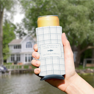 Rafraîchisseur Pour Canette Slim Poisson Bleu de la Maison de Lac Plaid Classable