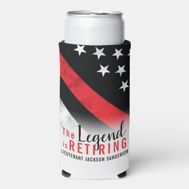 Rafraîchisseur Pour Canette Slim Pompier à la retraite pompier Ligne rouge (Seltzer Recto)