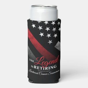 Rafraîchisseur Pour Canette Slim Pompier Parti de retraite Red Line Fireman