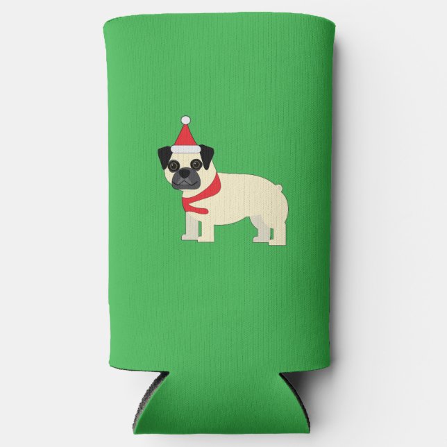 Rafraîchisseur Pour Canette Slim Pug de Noël (Recto)