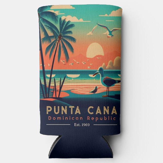 Rafraîchisseur Pour Canette Slim Punta Cana DR Retro Sunset Souvenirs 1960 (Recto)