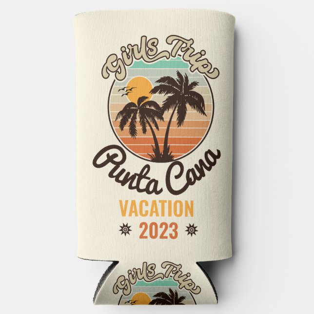 Rafraîchisseur Pour Canette Slim Punta Cana personnalise Vacation 2023 Retro 60s (Recto)