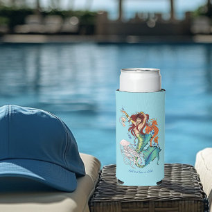 Rafraîchisseur Pour Canette Slim Queue Turquoise de sirène d'Imaginaire