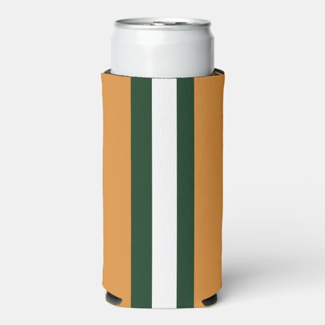 Rafraîchisseur Pour Canette Slim rayures Brown, vert foncé et blanches (Seltzer Recto)