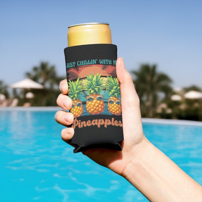 Rafraîchisseur Pour Canette Slim Refroidissement avec mes ananas Lunettes de soleil (Piscine in situ)