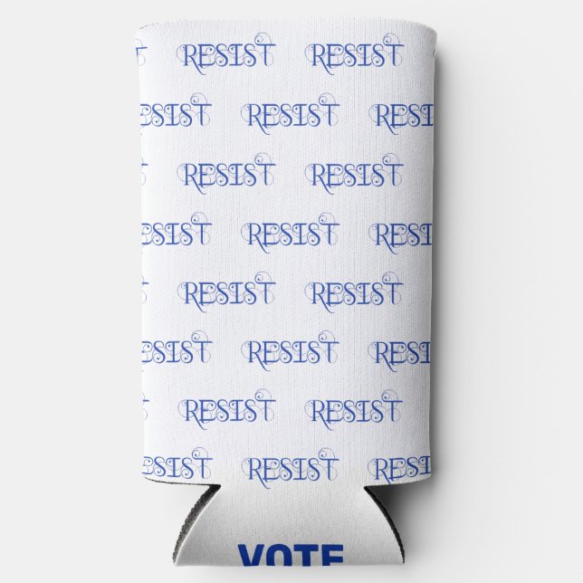 Rafraîchisseur Pour Canette Slim RÉSISTER au vote bleu (Recto)