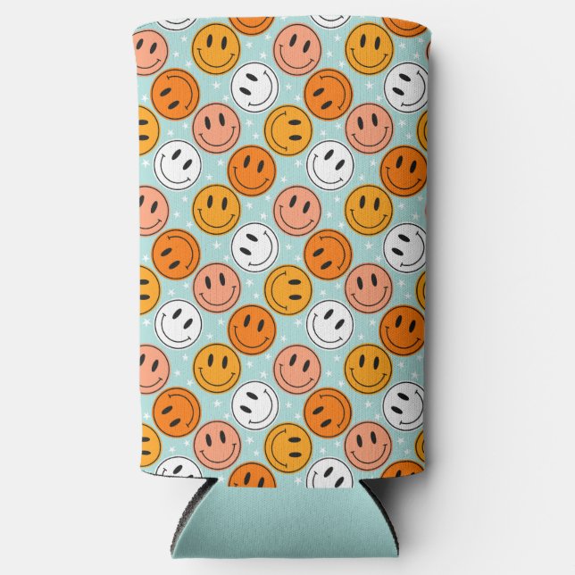 Rafraîchisseur Pour Canette Slim Retro groovy funny smile emoji Cooler (Recto)