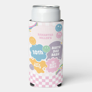 Rafraîchisseur Pour Canette Slim Retro Smiles Pastel Super Anniversaire