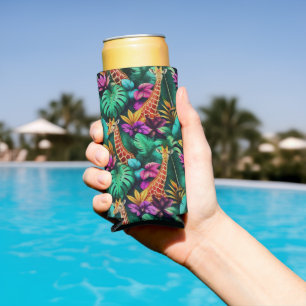 Rafraîchisseur Pour Canette Slim Rêves de girafe de jungle motif de surface sans co