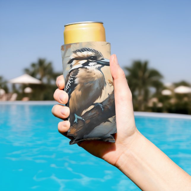 Rafraîchisseur Pour Canette Slim Rires de charme : Kookaburra dans peinture à huile (Piscine in situ)