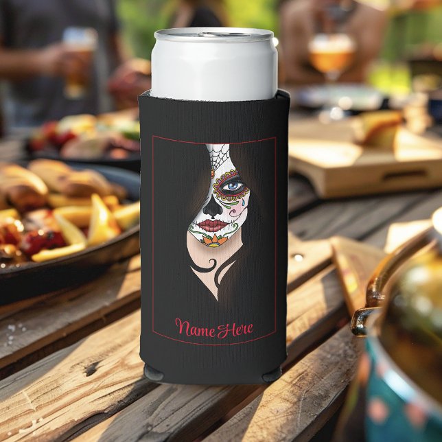 Rafraîchisseur Pour Canette Slim Rosa Sugar SKull (Créateur téléchargé)