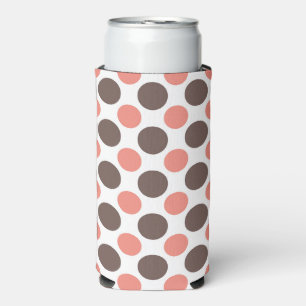 Rafraîchisseur Pour Canette Slim Rose corail et pois bruns