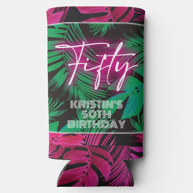 Rafraîchisseur Pour Canette Slim Rose Néon Tropical 50e Anniversaire (Verso)