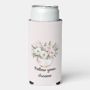 Rafraîchisseur Pour Canette Slim Rose Pâle Floral